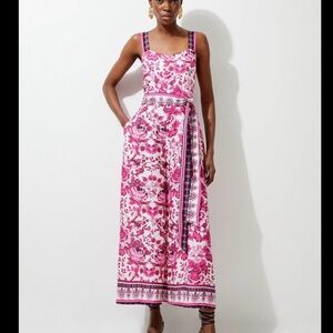 Karen Millen Pink and White Floral Jumpsuit